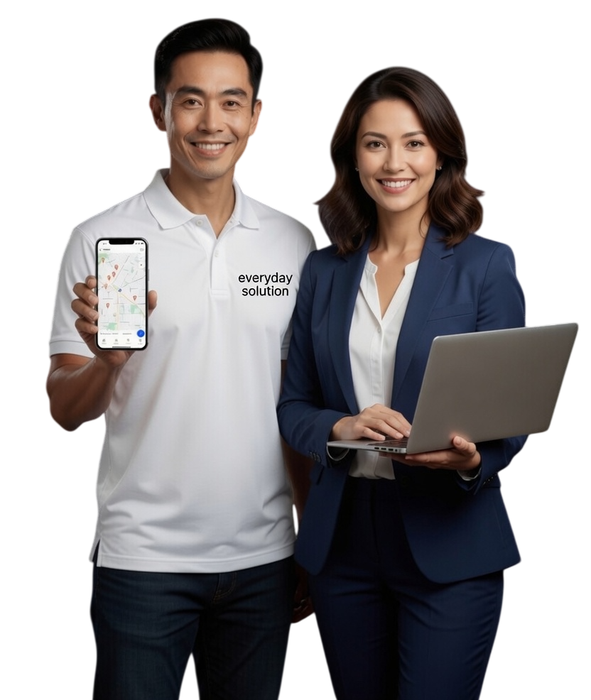 Fleet operators using esGPS on mobile and laptop